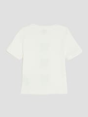 River Island Cream Girls Ribbed Bow T-Shirt - Image 2 of 4