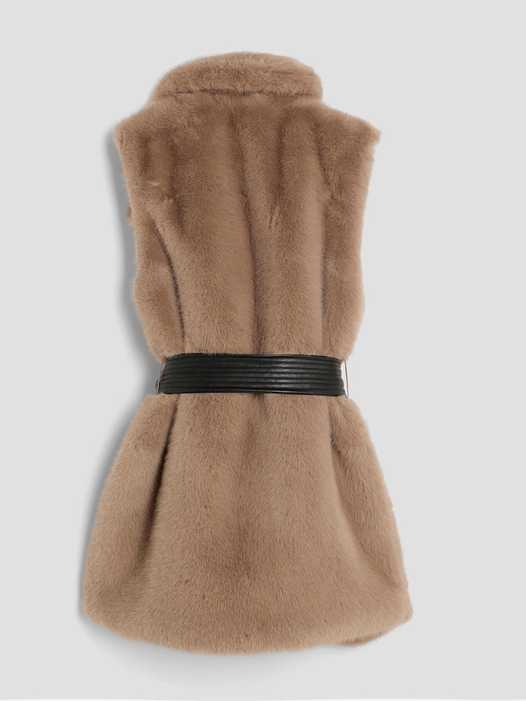 River Island Girls Fur Belted Gilet - Imagen 2 de 3