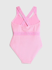 River Island Pink Girls Elastic Textured Swimsuit - Image 2 of 4