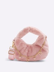 River Island Pink Girls Fur Chain Grab Bag - Image 1 of 5