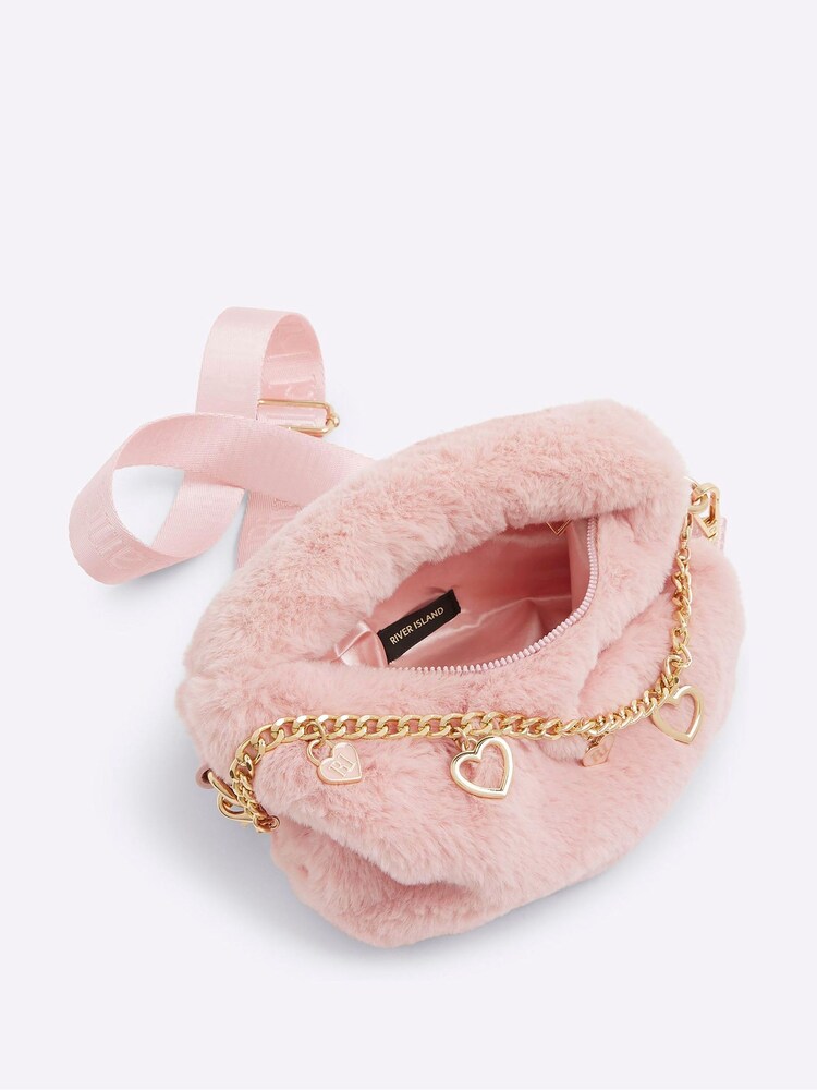 River Island Pink Girls Fur Chain Grab Bag - Image 5 of 5