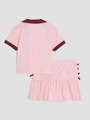 River Island Pink Girls Bow Polo Shirt and Skirt Set - Image 2 of 5