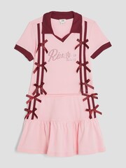 River Island Pink Girls Bow Polo Shirt and Skirt Set - Image 3 of 5