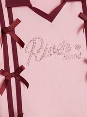River Island Pink Girls Bow Polo Shirt and Skirt Set - Image 4 of 5
