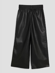 River Island Black Faux Leather Side Stripe Wide Leg Trousers - Image 2 of 4
