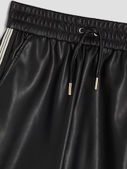 River Island Black Faux Leather Side Stripe Wide Leg Trousers - Image 3 of 4