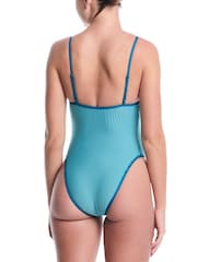 Nike Blue Ripple Square Neck One Piece Swimsuit - Image 2 of 4