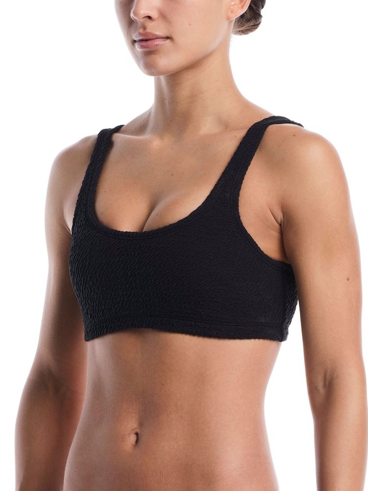 Nike Black Shoreline Pucker Textured Bralette Bikini Top - Image 1 of 4