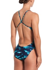 Nike Green Hydrastrong Multi Print Cutout One Piece Swimsuit - Image 2 of 4