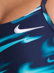 Nike Green Hydrastrong Multi Print Cutout One Piece Swimsuit - Image 3 of 4