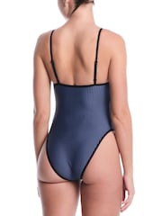 Nike Grey Ripple Square Neck One Piece Swimsuit - Image 2 of 5