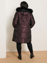Yours Curve Purple Midi Puffa Coat - Image 3 of 5