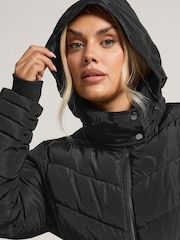 Yours Curve Black Ski Coat With Buckle Coat - Image 5 of 6