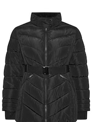Yours Curve Black Ski Coat With Buckle Coat - Image 6 of 6