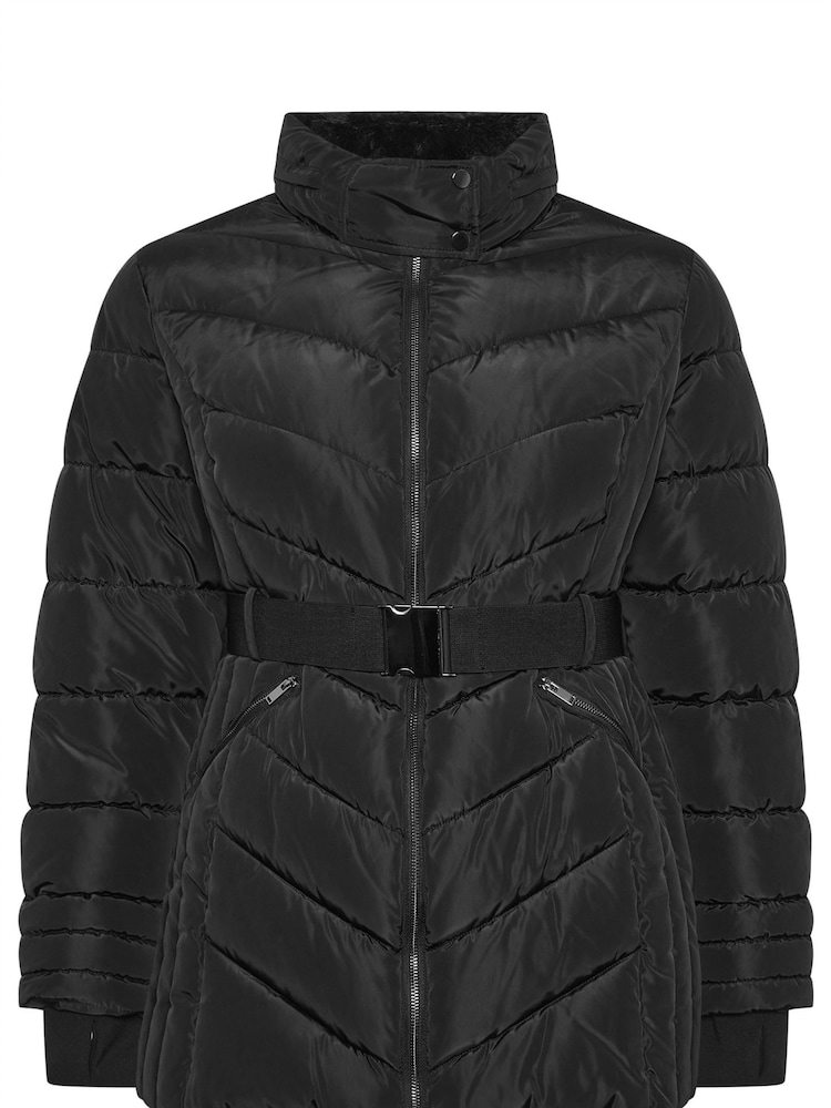 Yours Curve Black Ski Coat With Buckle Coat - Image 6 of 6