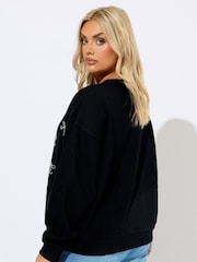 Yours Curve Black Bow Crew Neck Jumper - Image 3 of 5