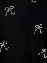 Yours Curve Black Bow Crew Neck Jumper - Image 4 of 5