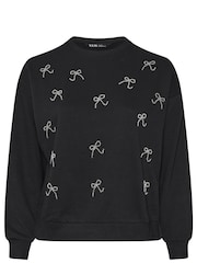 Yours Curve Black Bow Crew Neck Jumper - Image 5 of 5