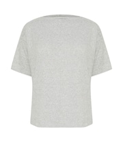 PixieGirl Petite Grey Soft Touch Short Sleeve Funnel Neck Top - Image 5 of 5