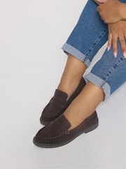 Yours Curve Brown Extra Wide Fit Extra Wide Fit Ruched Loafers - Image 1 of 5