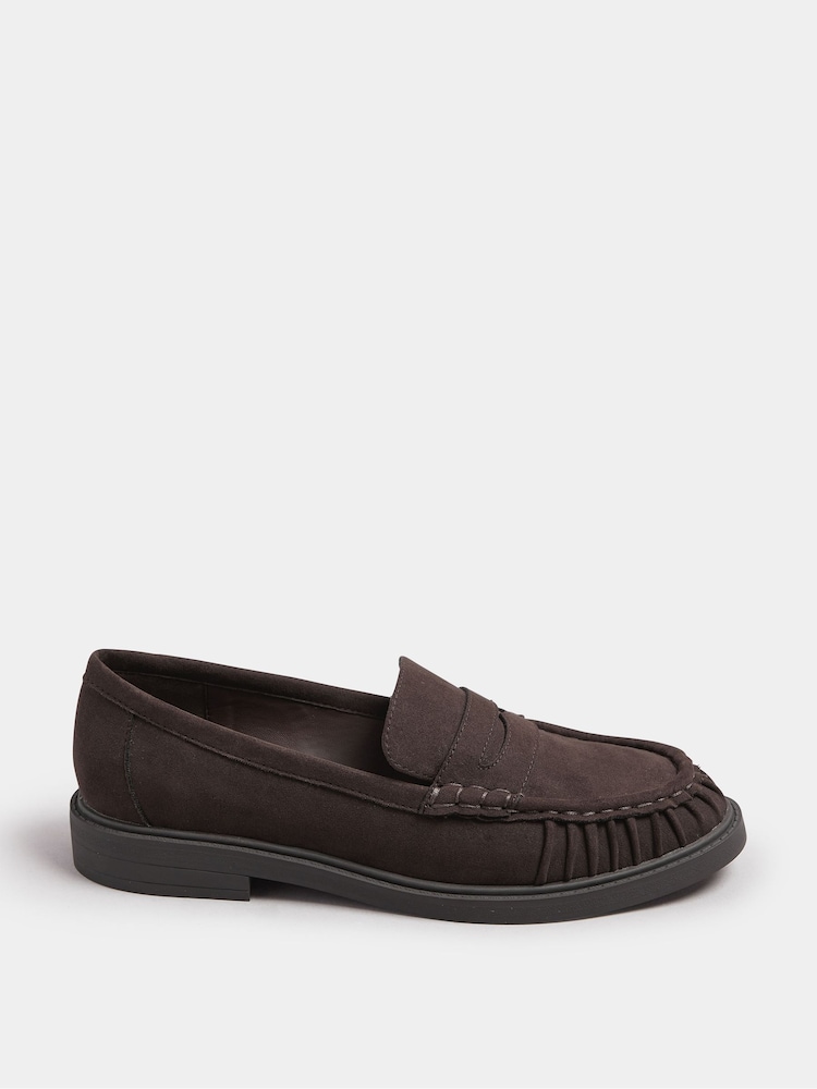 Yours Curve Brown Extra Wide Fit Extra Wide Fit Ruched Loafers - Image 2 of 5