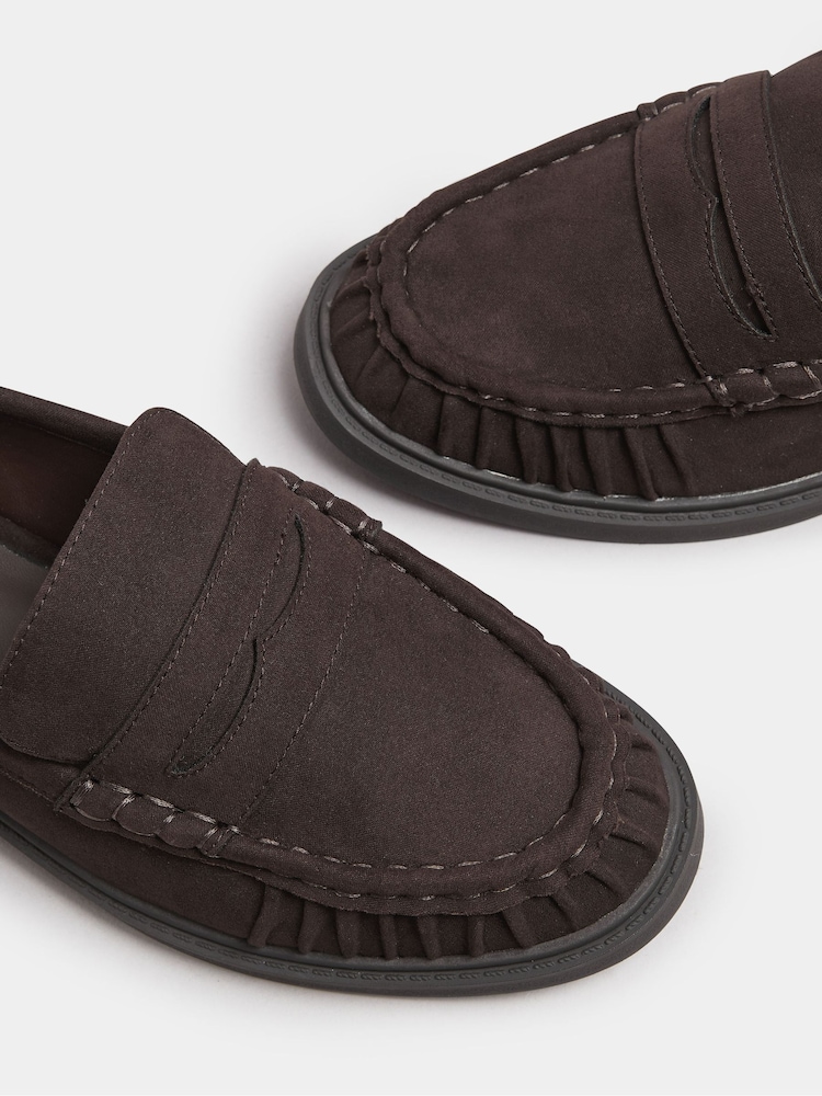 Yours Curve Brown Extra Wide Fit Extra Wide Fit Ruched Loafers - Image 5 of 5