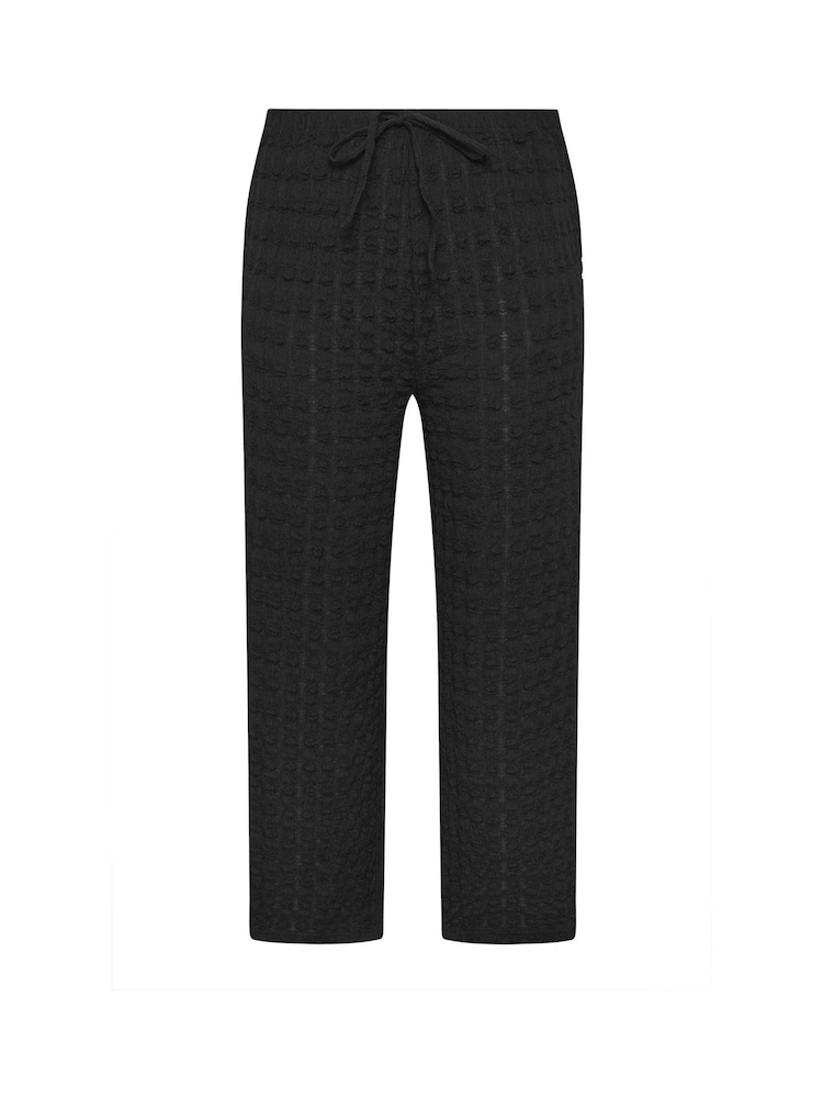Yours Curve Black Wide Fit Bubble Texture Wide Leg Trousers - Image 5 of 5