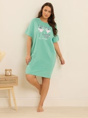 Yours Curve Green Cocktail Club Nighties 2 Pack - Image 6 of 8
