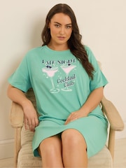 Yours Curve Green Cocktail Club Nighties 2 Pack - Image 7 of 8