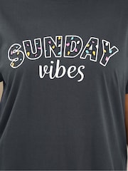 Yours Curve Blue Sunday Vibes Short Sleeve Wide Leg Pyjamas Set - Image 4 of 5