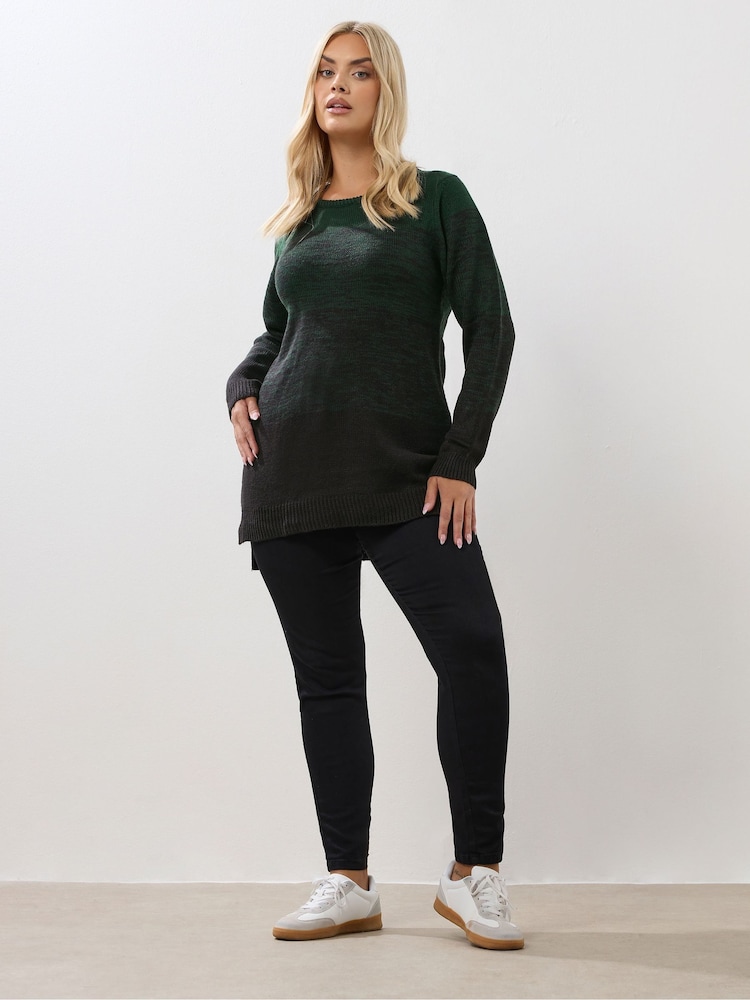 Yours Curve Green Colourblock Jumper - Image 2 of 5
