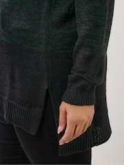 Yours Curve Green Colourblock Jumper - Image 4 of 5