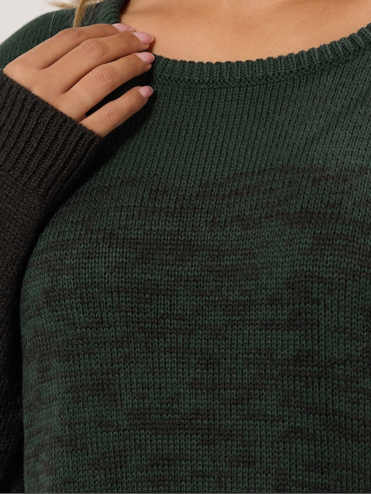 Yours Curve Green Colourblock Jumper - Image 5 of 5