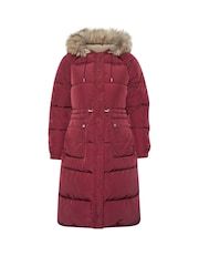 Yours Curve Red Padded Plush Parka Coat - Image 1 of 6