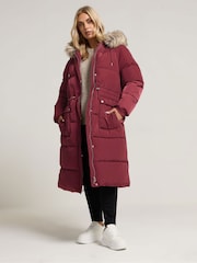 Yours Curve Red Padded Plush Parka Coat - Image 4 of 6