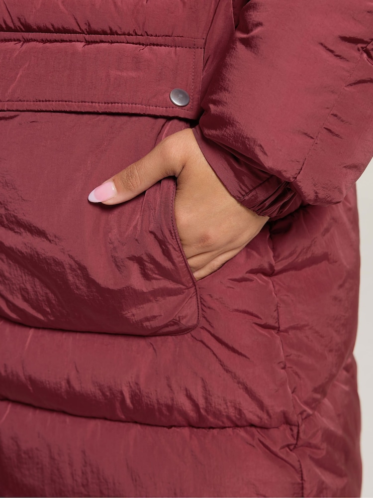 Yours Curve Red Padded Plush Parka Coat - Image 6 of 6