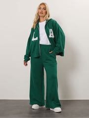 Yours Curve Green LA Drop Shoulder Zip Hoodie - Image 3 of 6