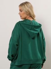 Yours Curve Green LA Drop Shoulder Zip Hoodie - Image 4 of 6