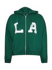 Yours Curve Green LA Drop Shoulder Zip Hoodie - Image 6 of 6