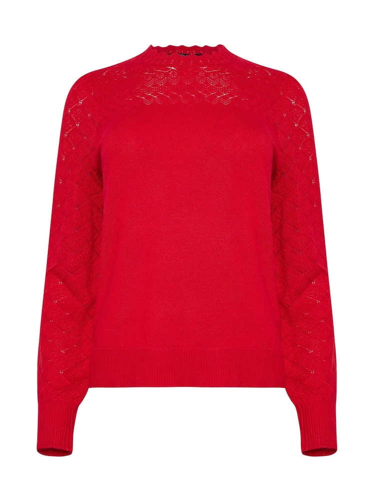 M&Co Red Pointelle Sleeve Jumper - Image 3 of 3 M&Co Red Pointelle Sleeve Jumper - Image 3 of 3
