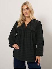 Yours Curve Black Detail Long Sleeve Blouse - Image 2 of 6