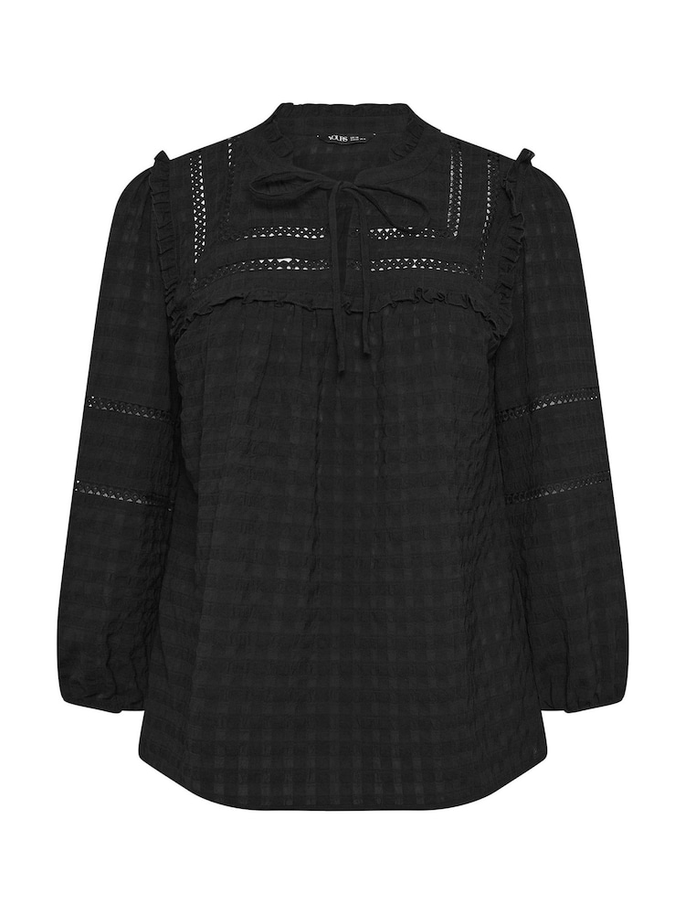 Yours Curve Black Detail Long Sleeve Blouse - Image 6 of 6 Yours Curve Black Detail Long Sleeve Blouse - Image 6 of 6