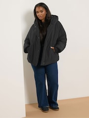 Yours Curve Black Unquilted Padded Coat - Image 3 of 5