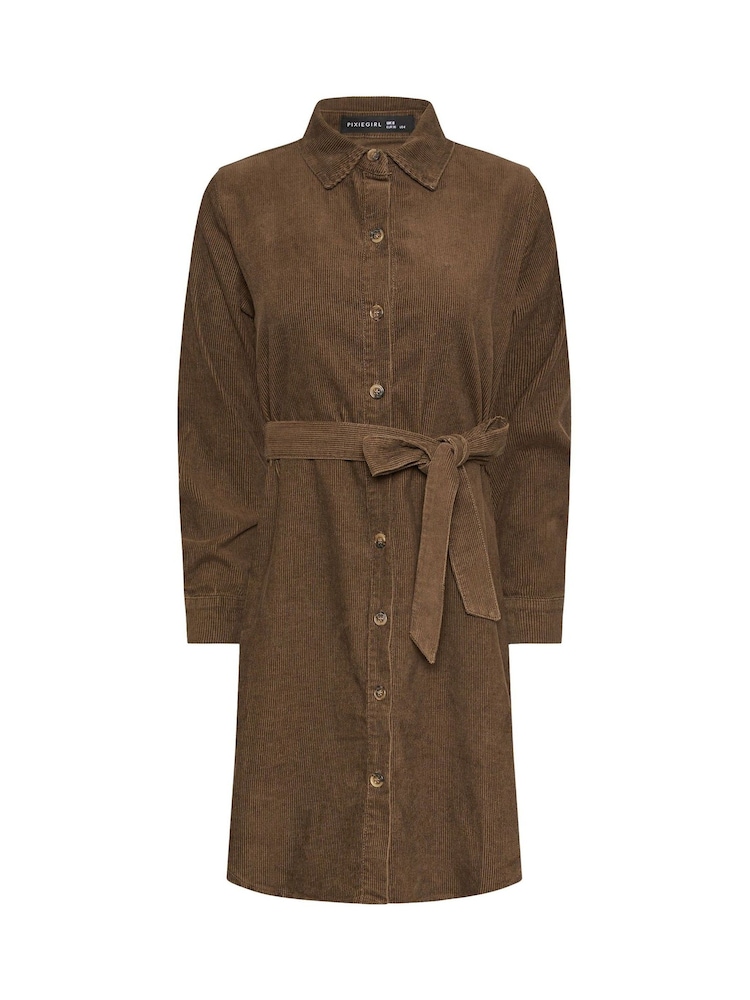 PixieGirl Petite Brown Cord Shirt Dress - Image 5 of 5 PixieGirl Petite Brown Cord Shirt Dress - Image 5 of 5