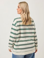 Yours Curve White LA Stripe Crew Neck Jumper - Image 3 of 5