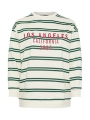 Yours Curve White LA Stripe Crew Neck Jumper - Image 4 of 5