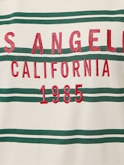 Yours Curve White LA Stripe Crew Neck Jumper - Image 5 of 5