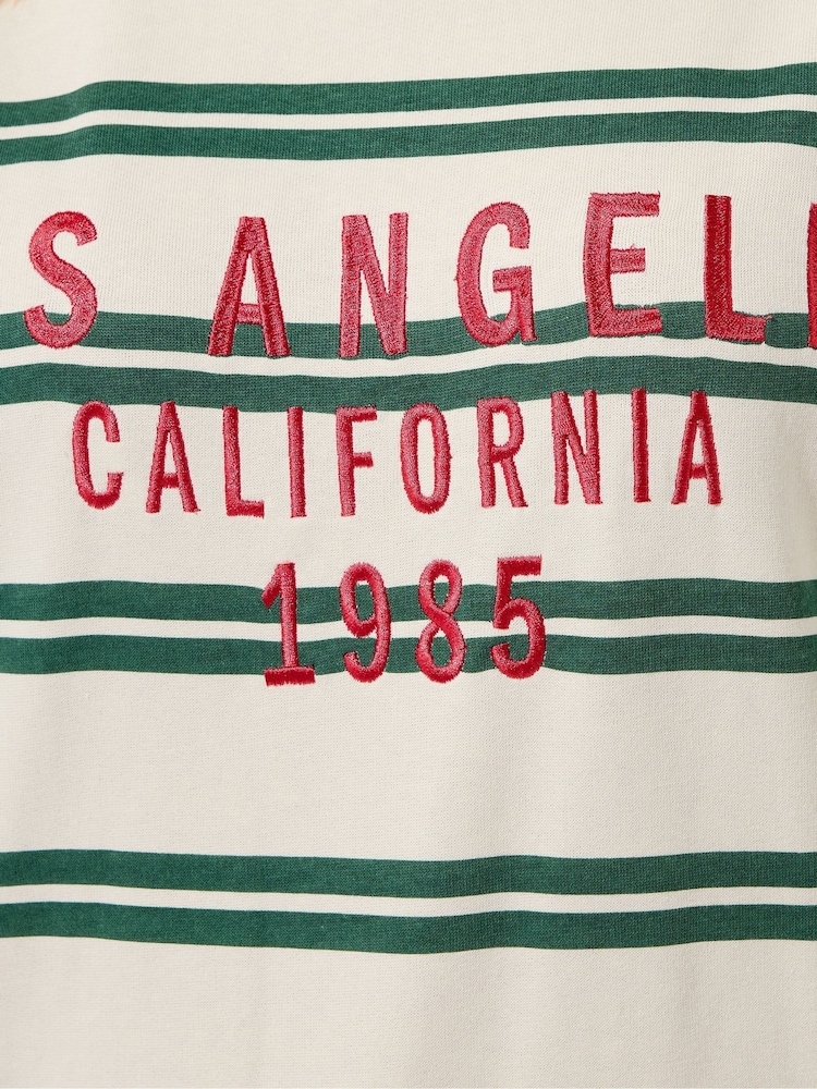 Yours Curve White LA Stripe Crew Neck Jumper - Image 5 of 5