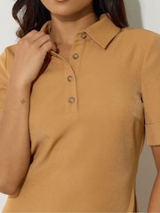 PixieGirl Petite Brown Polo Shirt Dress - Image 4 of 5