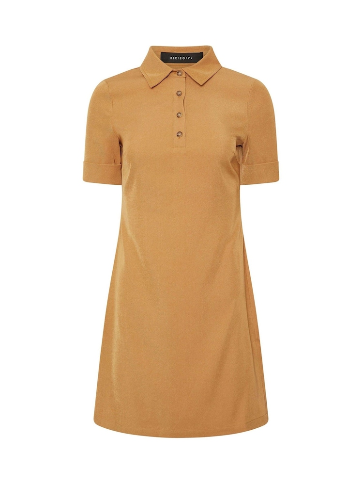PixieGirl Petite Brown Polo Shirt Dress - Image 5 of 5